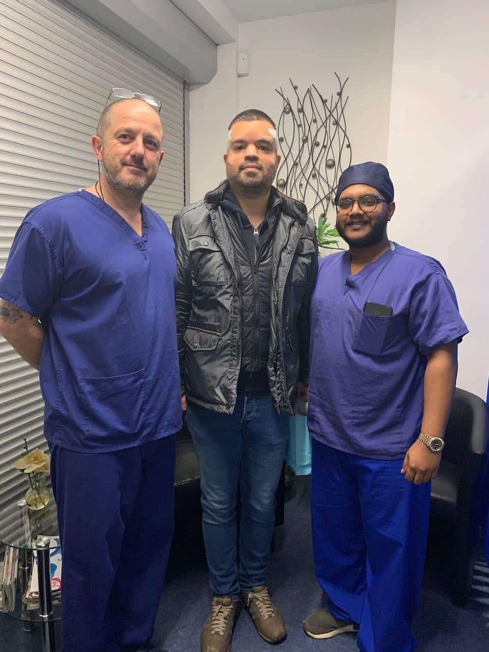 Beard Transplant Rick Dr Mani Mittal and Eddie Stevens post op